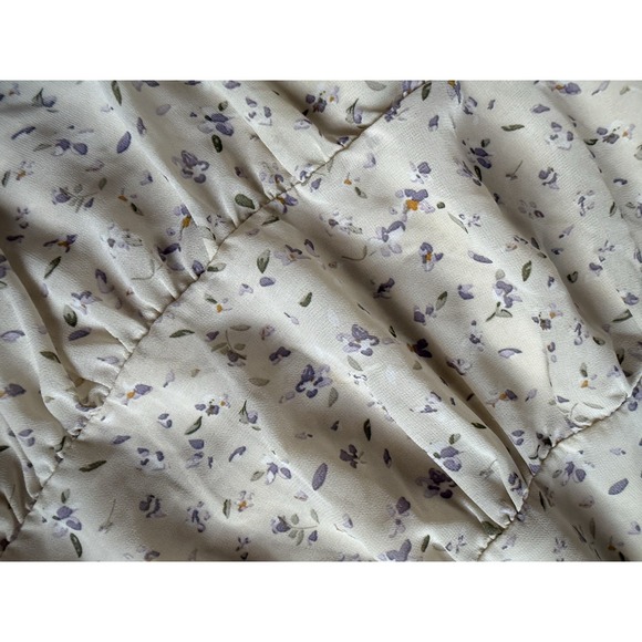 STORIA Ivory Purple Floral Ruffle Fit & Flare Sundress Sleeveless Size S - Picture 3 of 6